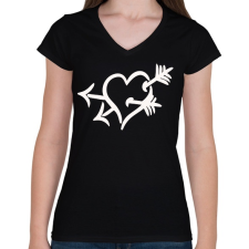 PRINTFASHION Cupido eltalált! - Női V-nyakú póló - Fekete női póló