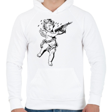 PRINTFASHION Cupido with AK-47 - Férfi kapucnis pulóver - Fehér férfi pulóver, kardigán