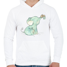 PRINTFASHION Cut Elephantbaby - Férfi kapucnis pulóver - Fehér férfi pulóver, kardigán