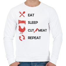 PRINTFASHION Cut meat - repeat - Férfi pulóver - Fehér férfi pulóver, kardigán