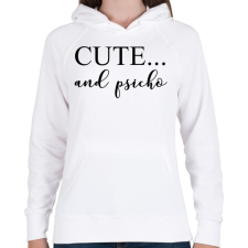 PRINTFASHION Cute and psicho. - Női kapucnis pulóver - Fehér női pulóver, kardigán