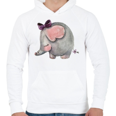 PRINTFASHION Cute Elephant girl - Férfi kapucnis pulóver - Fehér