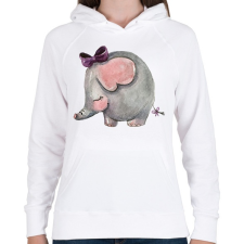 PRINTFASHION Cute Elephant girl - Női kapucnis pulóver - Fehér női pulóver, kardigán
