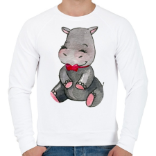 PRINTFASHION Cute Hippo - Férfi pulóver - Fehér férfi pulóver, kardigán