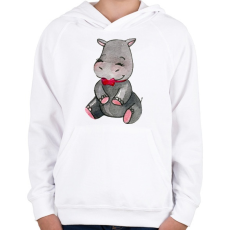 PRINTFASHION Cute Hippo - Gyerek kapucnis pulóver - Fehér