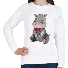 PRINTFASHION Cute Hippo - Női pulóver - Fehér női pulóver, kardigán