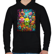 PRINTFASHION Cute Monsters - Férfi kapucnis pulóver - Fekete