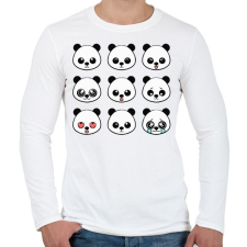 PRINTFASHION cute-panda-emoji - Férfi hosszú ujjú póló - Fehér férfi póló