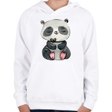 PRINTFASHION Cute Panda girl - Gyerek kapucnis pulóver - Fehér gyerek pulóver, kardigán