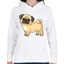 PRINTFASHION Cute Pug - Női kapucnis pulóver - Fehér női pulóver, kardigán
