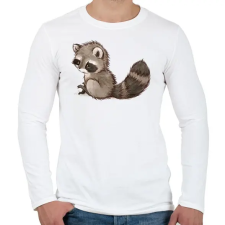 PRINTFASHION Cute Raccoon - Férfi hosszú ujjú póló - Fehér férfi póló