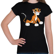 PRINTFASHION Cute Tiger - Női póló - Fekete