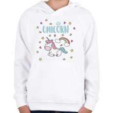 PRINTFASHION Cute Unicorn - Gyerek kapucnis pulóver - Fehér