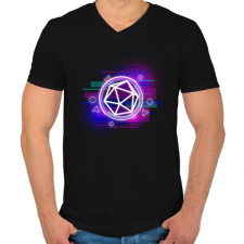 PRINTFASHION Cyber D20 - Férfi V-nyakú póló - Fekete férfi póló
