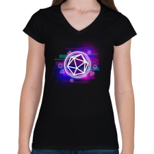 PRINTFASHION Cyber D20 - Női V-nyakú póló - Fekete női póló