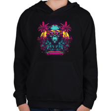 PRINTFASHION Cyberpunk majom - Gyerek kapucnis pulóver - Fekete gyerek pulóver, kardigán