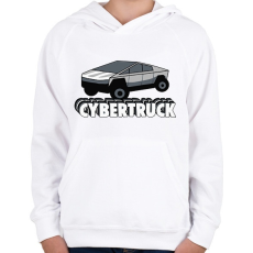 PRINTFASHION Cybertruck - Gyerek kapucnis pulóver - Fehér