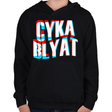 PRINTFASHION Cyka Blyat - Gyerek kapucnis pulóver - Fekete