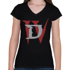 PRINTFASHION D IV - Női V-nyakú póló - Fekete női póló