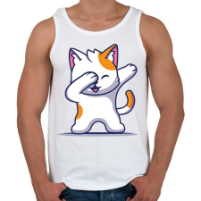 PRINTFASHION Dab Cat - Férfi atléta - Fehér atléta, trikó