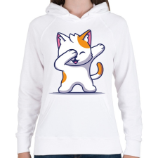 PRINTFASHION Dab Cat - Női kapucnis pulóver - Fehér női pulóver, kardigán