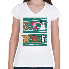 PRINTFASHION DAB Christmas - Női V-nyakú póló - Fehér női póló