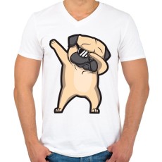 PRINTFASHION Dab francia bulldog - Férfi V-nyakú póló - Fehér