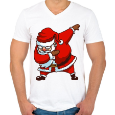 PRINTFASHION Dab santa - Férfi V-nyakú póló - Fehér férfi póló
