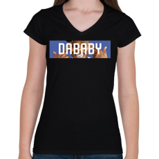 PRINTFASHION DaBaby - Női V-nyakú póló - Fekete