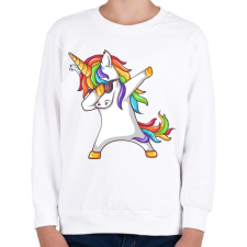 PRINTFASHION Dabbing unikornis - Gyerek pulóver - Fehér gyerek pulóver, kardigán