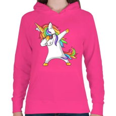 PRINTFASHION Dabbing unikornis - Női kapucnis pulóver - Fukszia