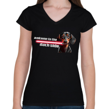 PRINTFASHION dach side - Női V-nyakú póló - Fekete női póló