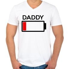 PRINTFASHION DADDY - Férfi V-nyakú póló - Fehér