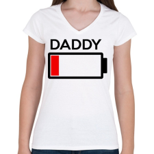PRINTFASHION DADDY - Női V-nyakú póló - Fehér női póló