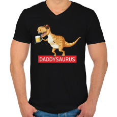 PRINTFASHION Daddysaurus - Férfi V-nyakú póló - Fekete
