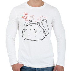 PRINTFASHION Dagi cica - Férfi hosszú ujjú póló - Fehér