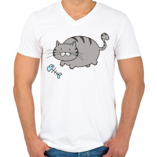 PRINTFASHION Dagi cica - Férfi V-nyakú póló - Fehér