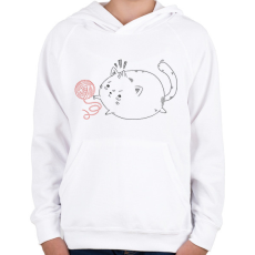 PRINTFASHION Dagi cica - Gyerek kapucnis pulóver - Fehér