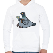 PRINTFASHION Dagi galamb - Férfi kapucnis pulóver - Fehér férfi pulóver, kardigán