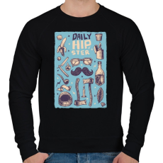 PRINTFASHION Daily Hipster - Férfi pulóver - Fekete