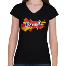 PRINTFASHION daim damnit - Női V-nyakú póló - Fekete
