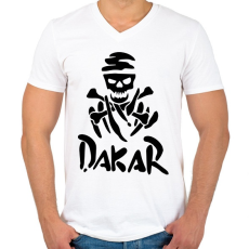 PRINTFASHION Dakar skull - Férfi V-nyakú póló - Fehér