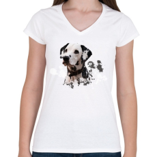 PRINTFASHION dalmata - Női V-nyakú póló - Fehér