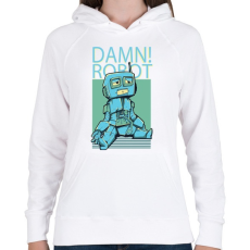 PRINTFASHION Damn Robot- - Női kapucnis pulóver - Fehér