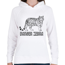 PRINTFASHION Danger zebra - Női kapucnis pulóver - Fehér női pulóver, kardigán