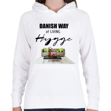 PRINTFASHION danish way of living hygge - Női kapucnis pulóver - Fehér női pulóver, kardigán
