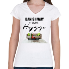 PRINTFASHION danish way of living hygge - Női V-nyakú póló - Fehér női póló