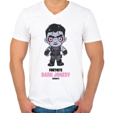 PRINTFASHION Dark Jonesy - Fortnite Season 8 - Férfi V-nyakú póló - Fehér