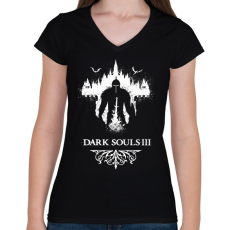 PRINTFASHION Dark souls III - Női V-nyakú póló - Fekete