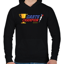 PRINTFASHION Darts bajnok - Férfi kapucnis pulóver - Fekete férfi pulóver, kardigán